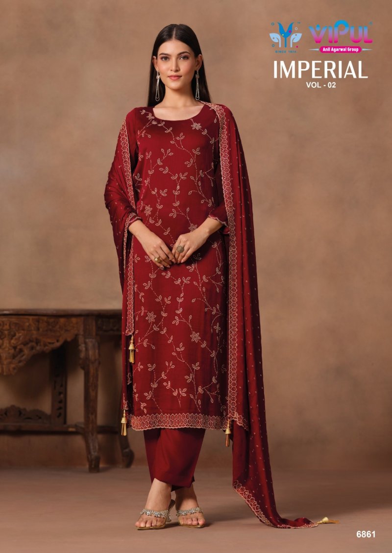Imperial Vol 2 By Vipul Satin Chiffon Designer Salwar Suits 